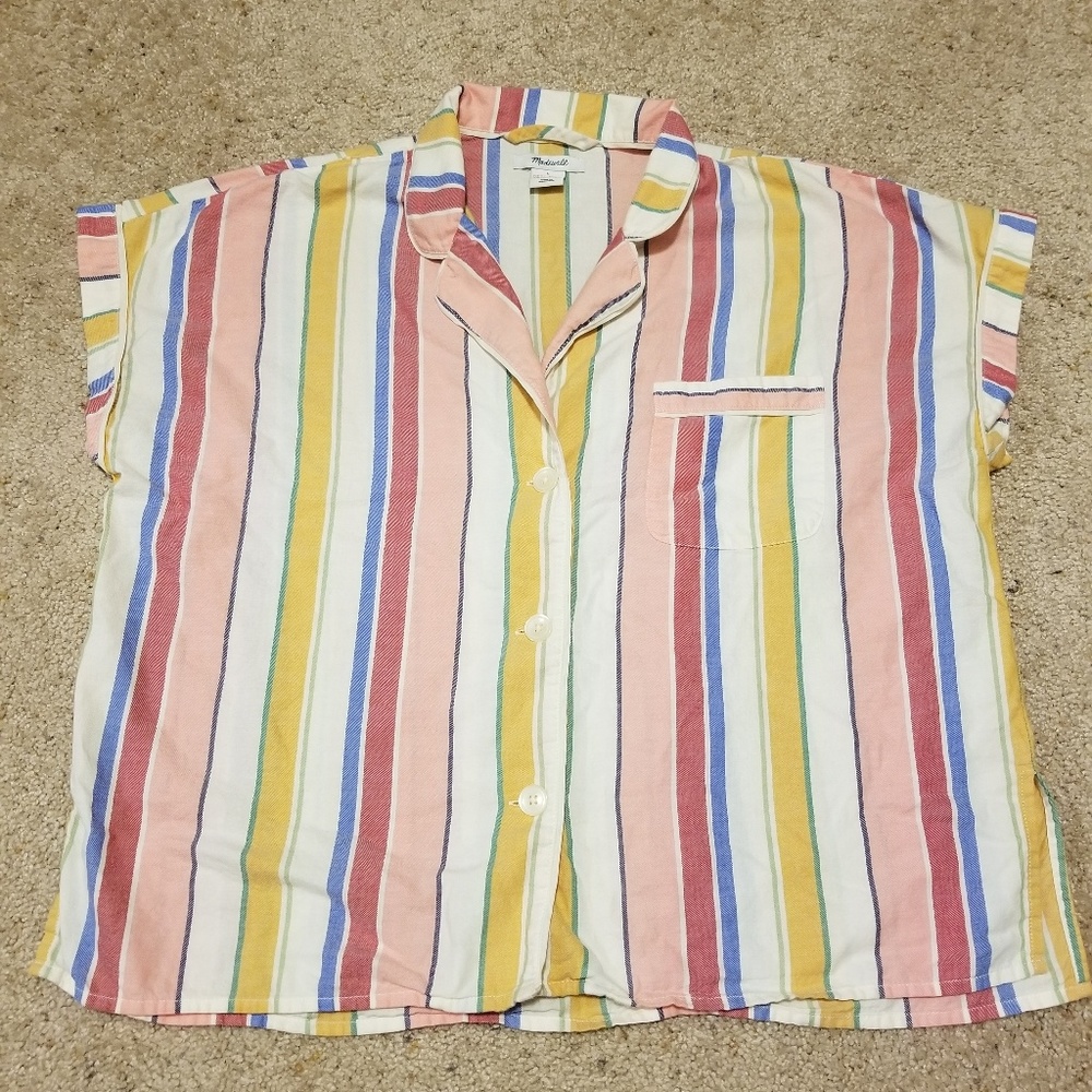 Madewell Bedtime Pajama Top in Rainbow Stripe